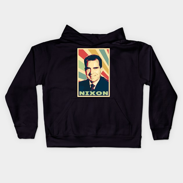 Richard Nixon Vintage Colors Kids Hoodie by Nerd_art